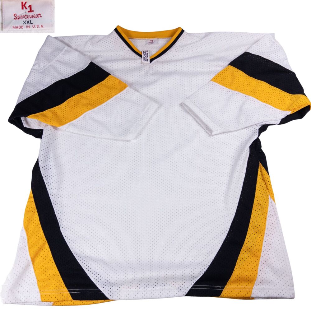 Vintage Hockey Jersey‎ Uncrested 2XL NWT 90s USA White Yellow Deadstock Baggy